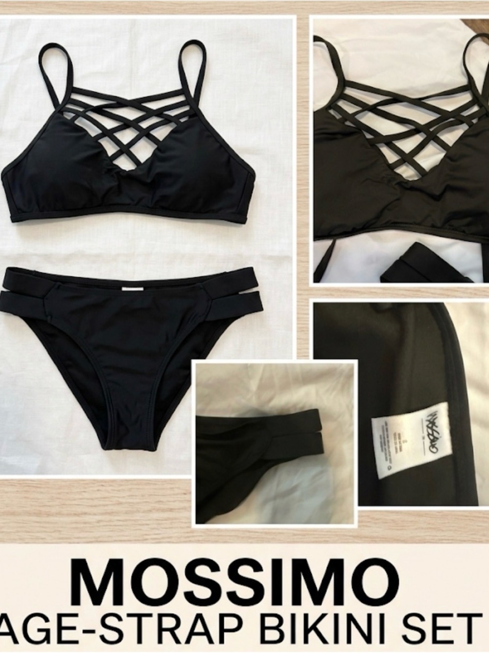 Mossimo Supply Co. Black Cage-Strap Bikini Set
